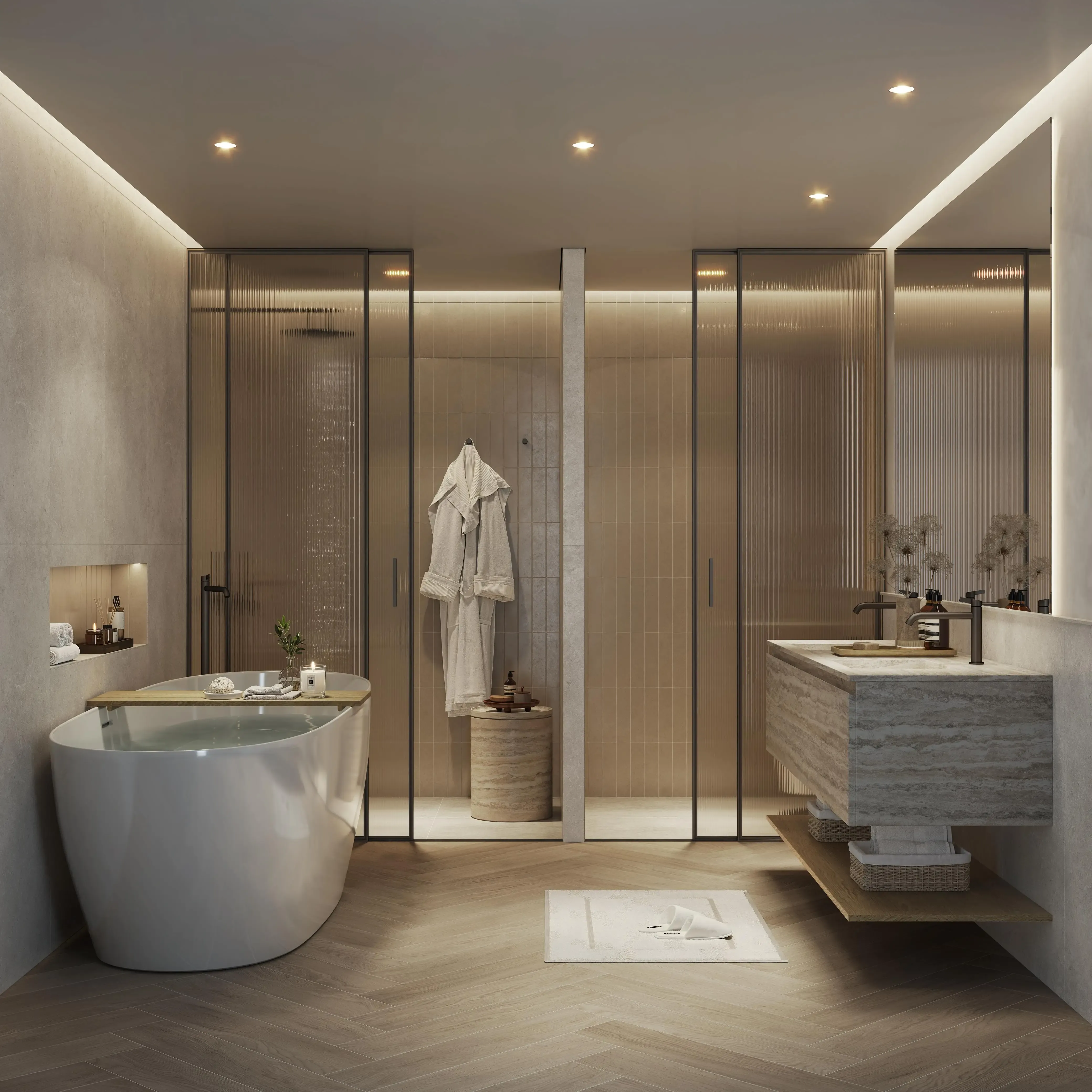 The Row Saadiyat sophisticated bathroom with elegant finishes