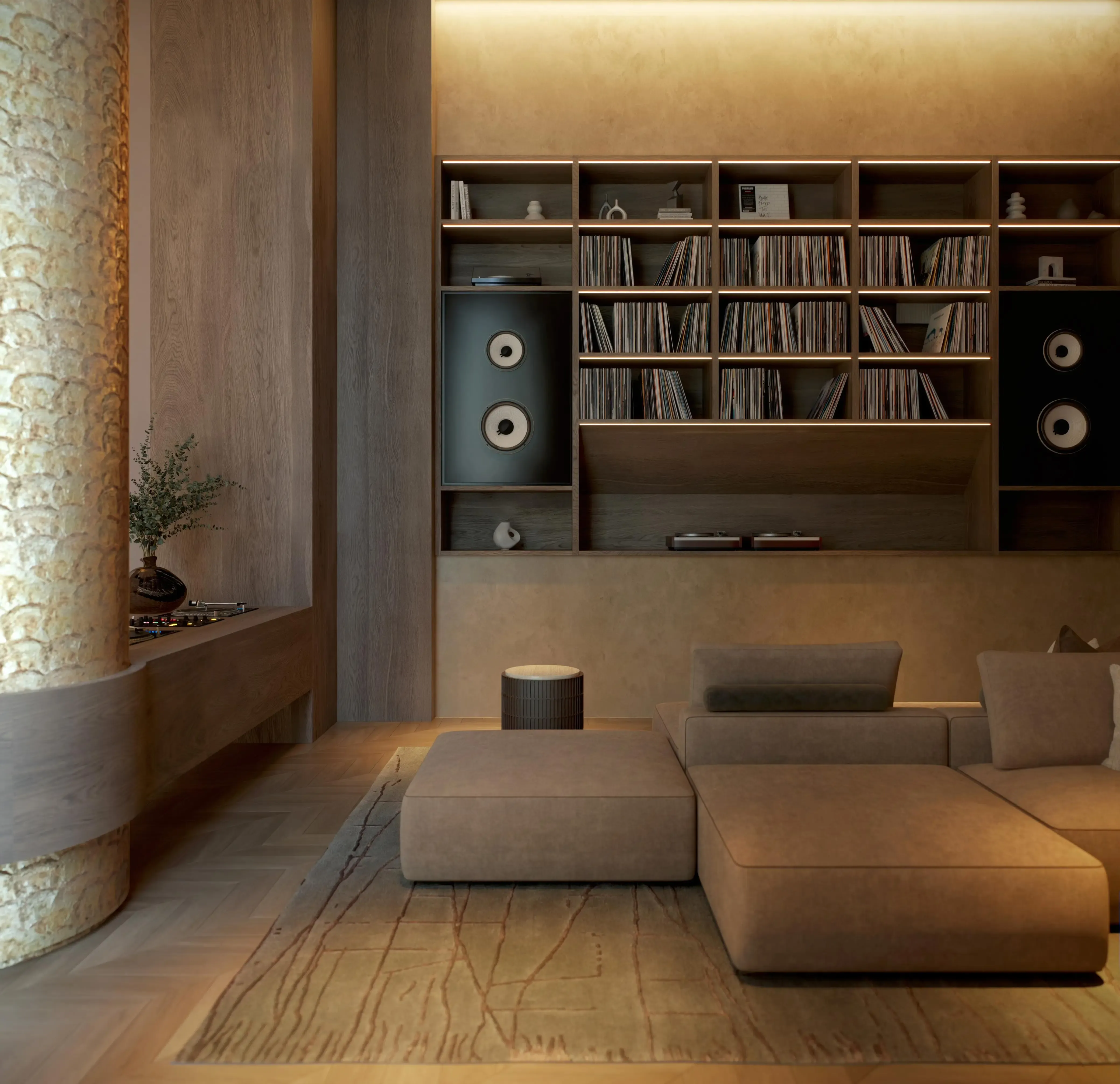 The Row Saadiyat elegant living room with contemporary interiors